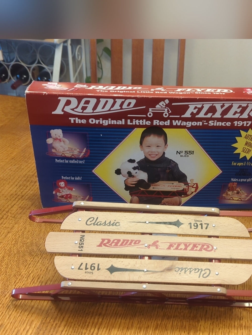 Radio Flyer The Original Wooden Toy Sled - Model #551- Decoration, Dolls, Gifts